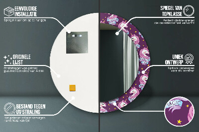 Espelho redondo decorativo Estrelas Unicórnio