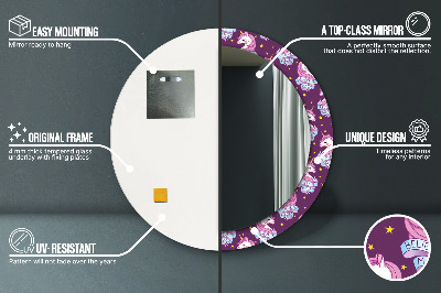 Espelho redondo decorativo Estrelas Unicórnio