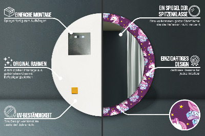 Espelho redondo decorativo Estrelas Unicórnio