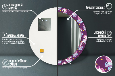 Espelho redondo decorativo Estrelas Unicórnio