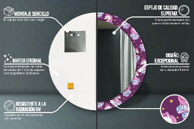 Espelho redondo decorativo Estrelas Unicórnio