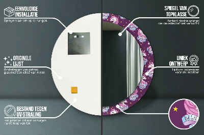 Espelho redondo decorativo Estrelas Unicórnio