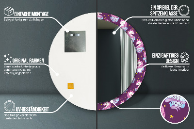 Espelho redondo decorativo Estrelas Unicórnio