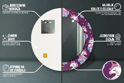 Espelho redondo decorativo Estrelas Unicórnio