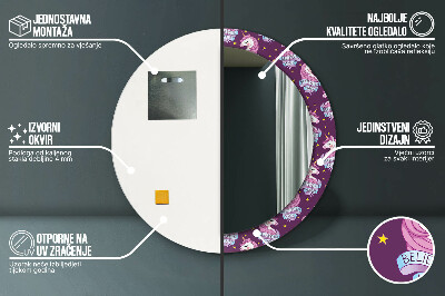 Espelho redondo decorativo Estrelas Unicórnio