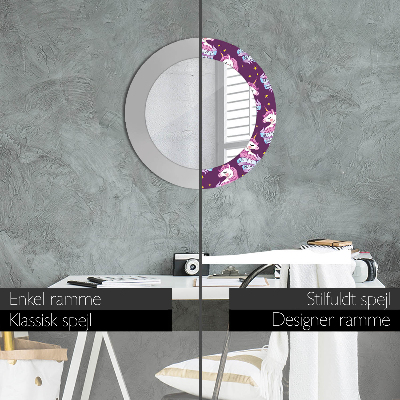 Espelho redondo decorativo Estrelas Unicórnio