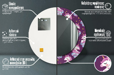 Espelho redondo decorativo Estrelas Unicórnio