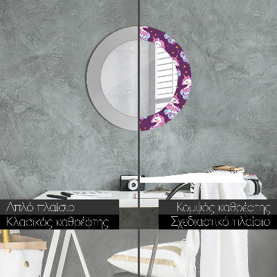 Espelho redondo decorativo Estrelas Unicórnio