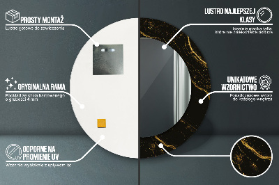 Espelho decorativo redondo Mármore preto