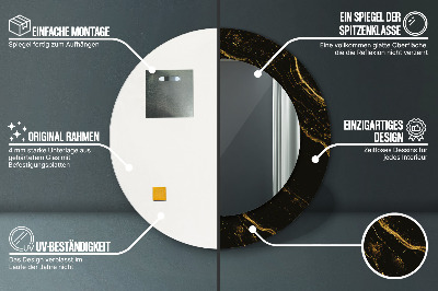 Espelho decorativo redondo Mármore preto