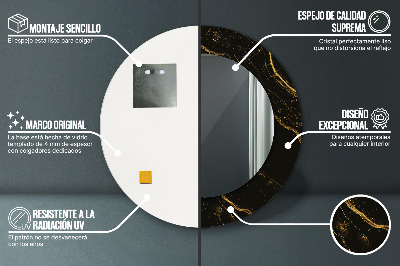 Espelho decorativo redondo Mármore preto