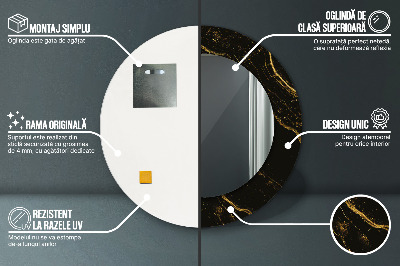 Espelho decorativo redondo Mármore preto