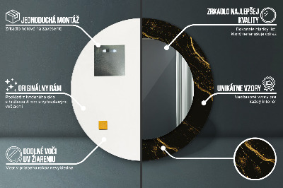 Espelho decorativo redondo Mármore preto