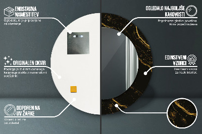 Espelho decorativo redondo Mármore preto