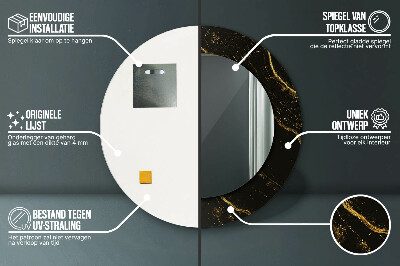 Espelho decorativo redondo Mármore preto