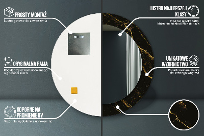 Espelho decorativo redondo Mármore preto