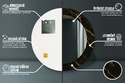 Espelho decorativo redondo Mármore preto