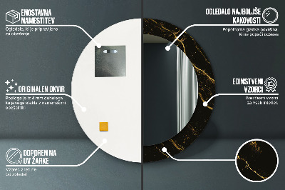 Espelho decorativo redondo Mármore preto