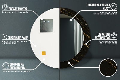 Espelho decorativo redondo Mármore preto