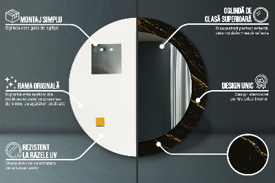 Espelho decorativo redondo Mármore preto