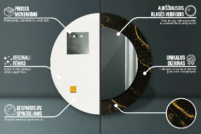 Espelho decorativo redondo Mármore preto