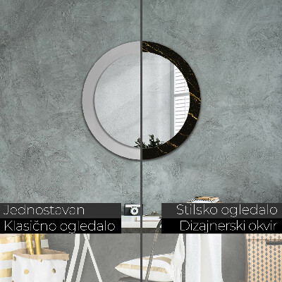 Espelho decorativo redondo Mármore preto