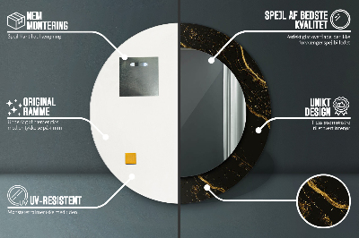 Espelho decorativo redondo Mármore preto