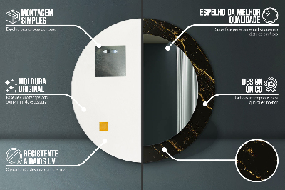 Espelho decorativo redondo Mármore preto