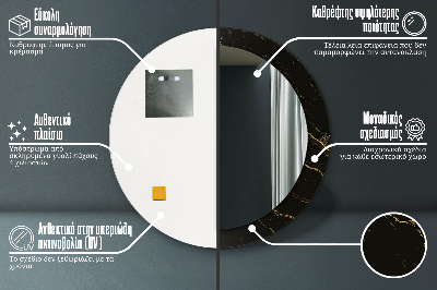 Espelho decorativo redondo Mármore preto