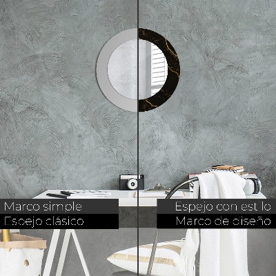 Espelho decorativo redondo Mármore preto