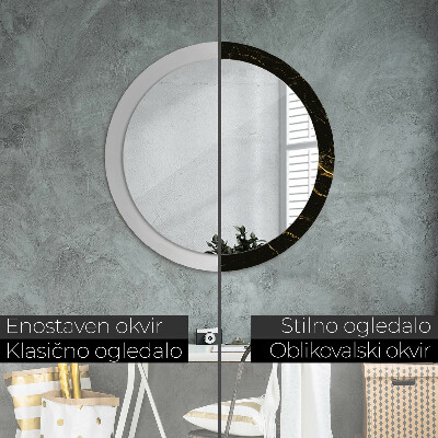 Espelho decorativo redondo Mármore preto