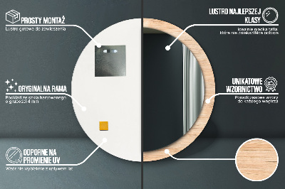 Espelho redondo decorativo Textura de madeira