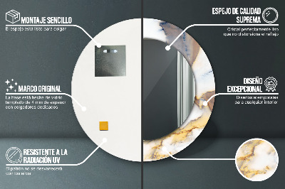 Espelho decorativo redondo Mármore branco