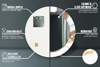 Espelho decorativo redondo Mármore branco