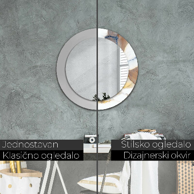 Espelho decorativo redondo Mármore branco