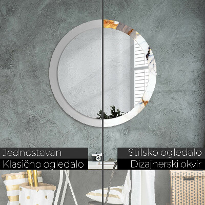 Espelho decorativo redondo Mármore branco