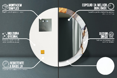 Espelho decorativo redondo Mármore branco