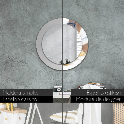 Espelho decorativo redondo Mármore branco