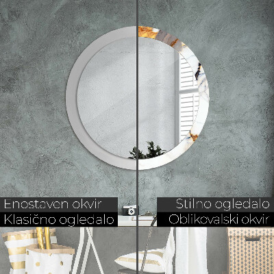 Espelho decorativo redondo Mármore branco