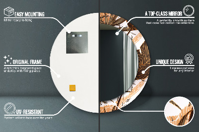 Espelho decorativo redondo Folhas de palmeira