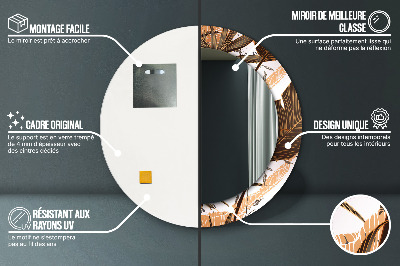 Espelho decorativo redondo Folhas de palmeira