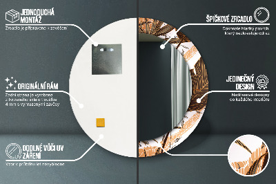 Espelho decorativo redondo Folhas de palmeira