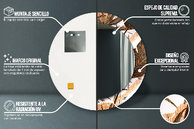 Espelho decorativo redondo Folhas de palmeira