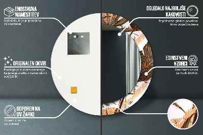 Espelho decorativo redondo Folhas de palmeira