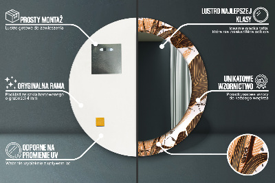 Espelho decorativo redondo Folhas de palmeira