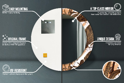 Espelho decorativo redondo Folhas de palmeira