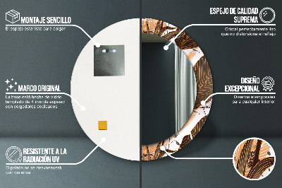 Espelho decorativo redondo Folhas de palmeira