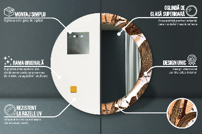 Espelho decorativo redondo Folhas de palmeira