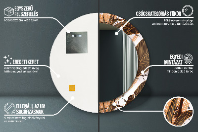 Espelho decorativo redondo Folhas de palmeira