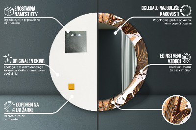 Espelho decorativo redondo Folhas de palmeira